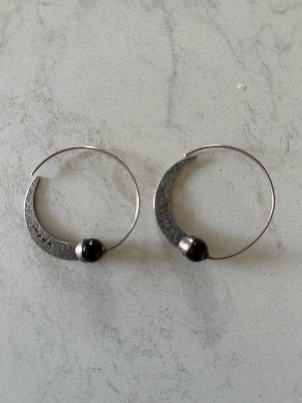 Silpada Silver Hoop Earrings with Black Accent Bead